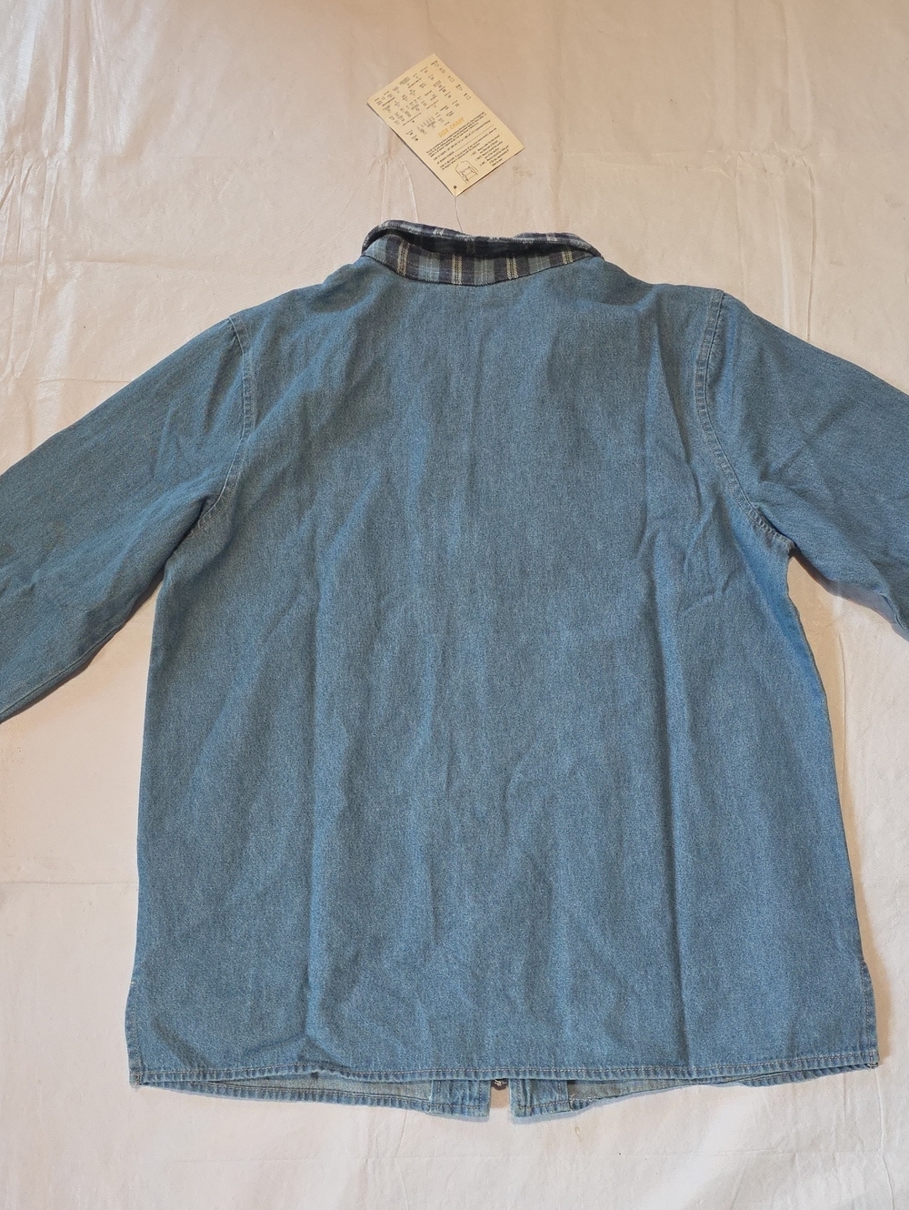 Denim & Co NWT Women's Full Zip Blue Denim Jacket with Navy Plaid Trim M - Picture 9 of 9